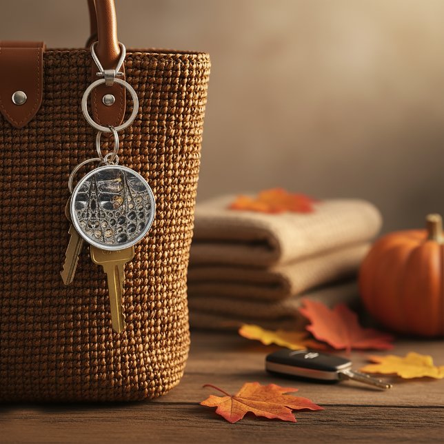 Brown American Alligator Skin Leather Print Schlüsselanhänger (Brown American Alligator Skin Texture Keychain
)