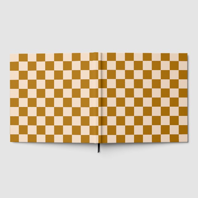 Brown and beige checkerboard pattern gästebuch (Voll)
