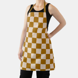 Brown and beige checkerboard pattern schürze