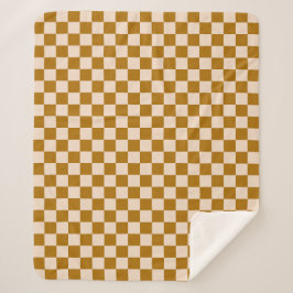 Brown and beige checkerboard pattern sherpadecke