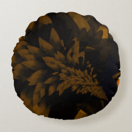 Brown and Black Bloom Rundes Kissen