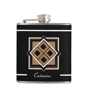 Brown and Black Pattern Vinyl Wrapped Flask Flachmann