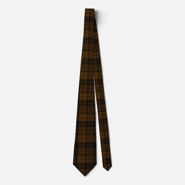 Brown and Black Rustic Scottish Tartan Pattern Krawatte (Vorderseite)