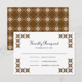 Brown and Black Ukrainian Embroidery Wedding RSVP Karte