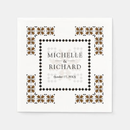 Brown and Black Ukrainian Embroidery Wedding Serviette