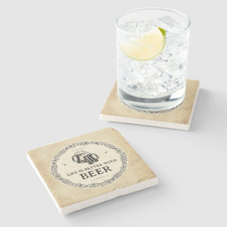 Brown and Black Vintage Beer Bar Business Coaster Steinuntersetzer