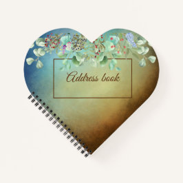 Brown and Blue Ombre Heart Address Book Notebook Notizbuch