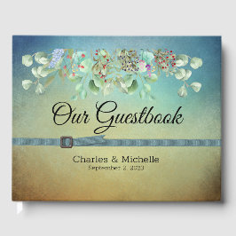 Brown and Blue Ombre Wedding Guestbook Gästebuch