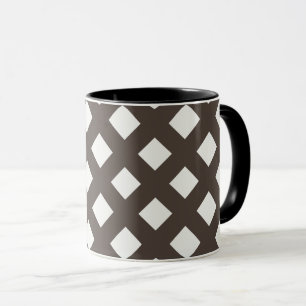 Brown and Cream Gingham Pattern Tasse