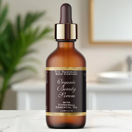 Brown and Gold Cosmetics Dropper Bottle Label