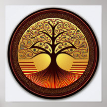 Brown and Gold Tree of Life Poster