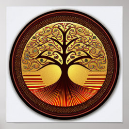 Brown and Gold Tree of Life Poster