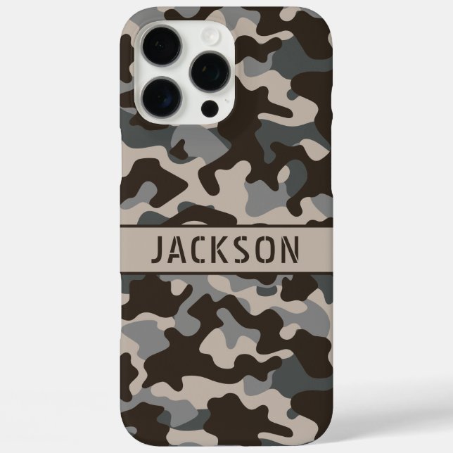 Brown and Gray Camouflage Personalized Case-Mate iPhone Hülle (Rückseite)