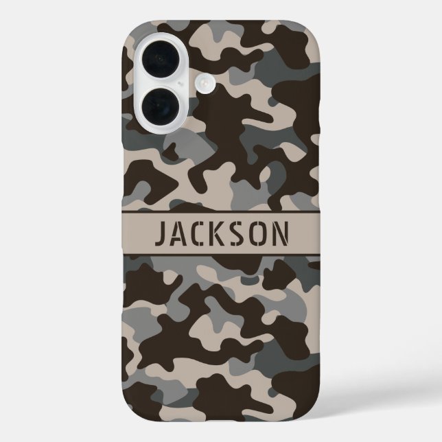 Brown and Gray Camouflage Personalized Case-Mate iPhone Hülle (Rückseite)