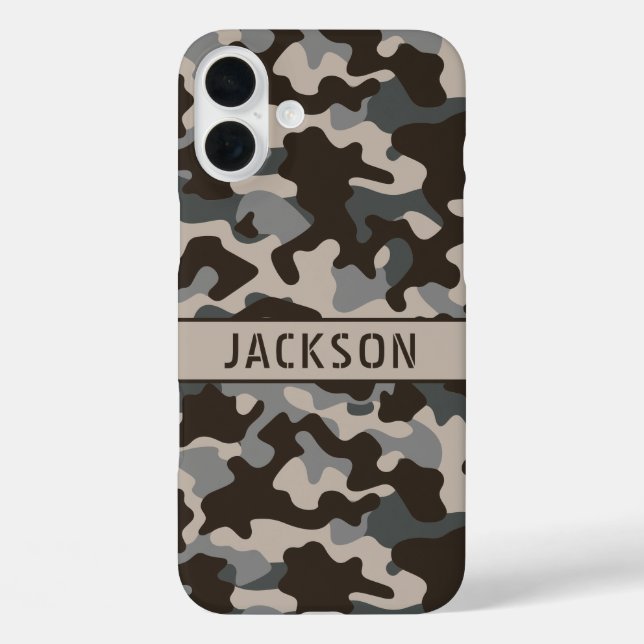 Brown and Gray Camouflage Personalized Case-Mate iPhone Hülle (Rückseite)