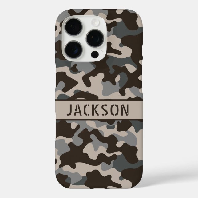 Brown and Gray Camouflage Personalized Case-Mate iPhone Hülle (Rückseite)