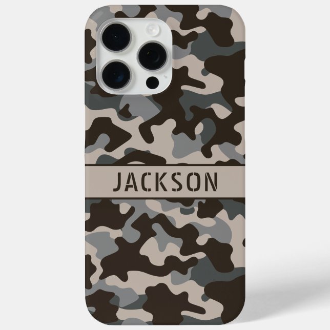 Brown and Gray Camouflage Personalized Case-Mate iPhone Hülle (Rückseite)