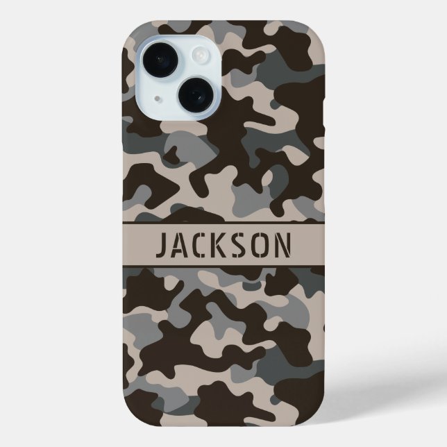 Brown and Gray Camouflage Personalized Case-Mate iPhone Hülle (Rückseite)