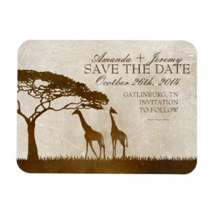 Brown and Ivory African Giraffe Save the Date Magnet