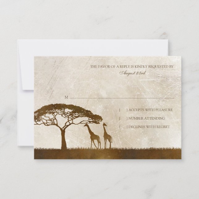 Brown and Ivory African Giraffe Wedding rsvp (Vorderseite)