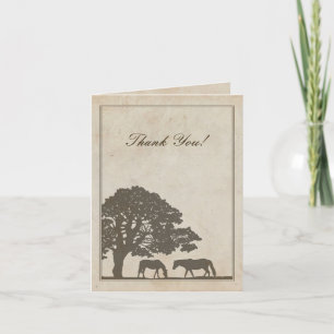 Brown and Ivory Vintage Horse Farm Thank You Dankeskarte
