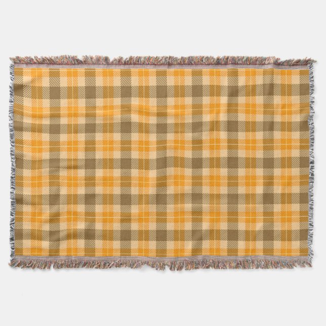 Brown and Orange Tartan Kariert Decke (Vorderseite)