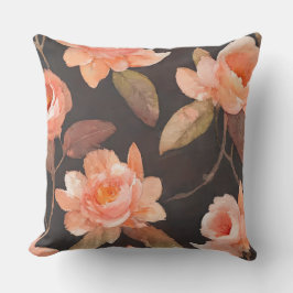 Brown and Peach Floral Kissen