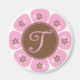Brown and Pink Monogram T Magnet