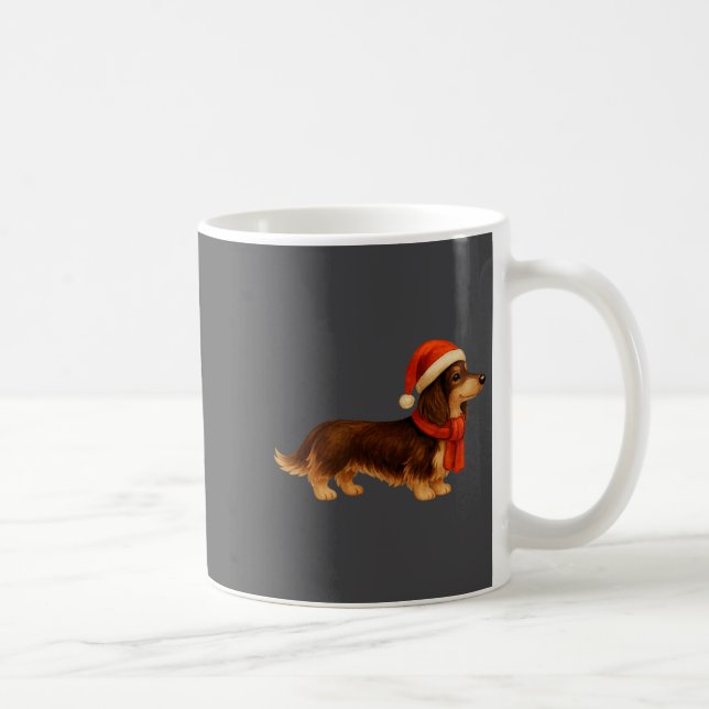 Brown And Tan Christmas Dachshund Santa Hat  Kaffeetasse (Rechts)