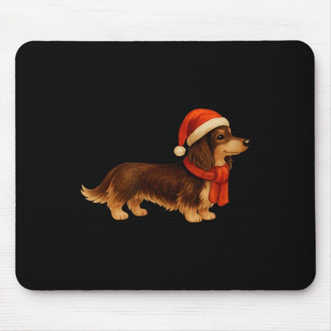 Brown And Tan Christmas Dachshund Santa Hat  Mousepad (Vorne)