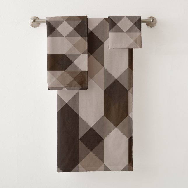 brown and tan geometric badhandtuch set (Insitu)
