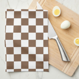 Brown and White Checkered Kittuch Geschirrtuch