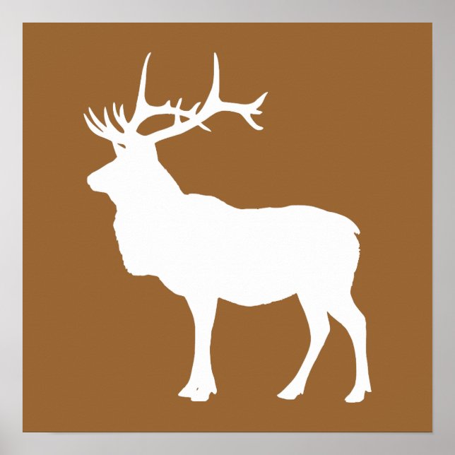 Brown and White Elk Poster (Vorne)