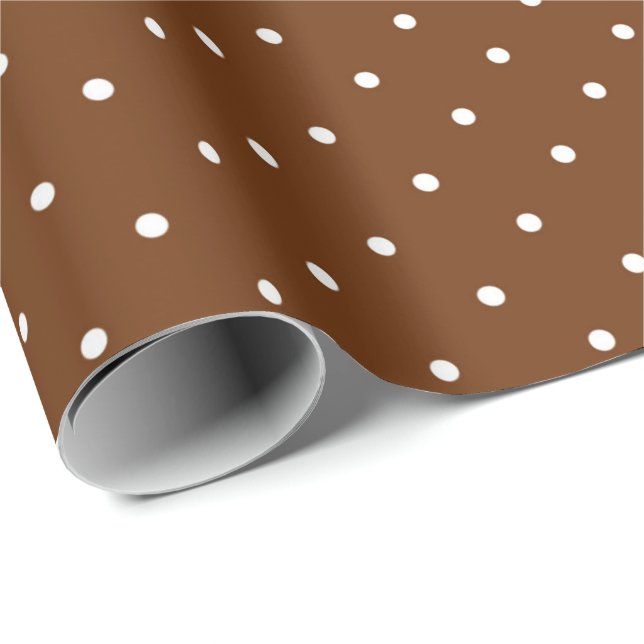 Brown and White Polka Dot Wrapping Paper Geschenkpapier (Rolleneckpunkt)