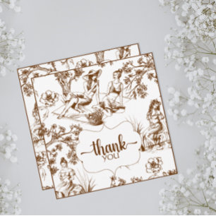 Brown and White Toile de Jouy Brautparty Dankeskarte