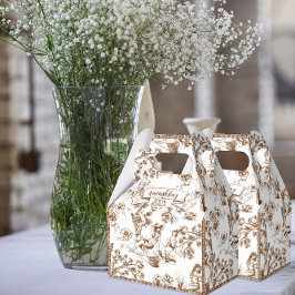 Brown and White Toile de Jouy Brautparty Geschenkschachtel