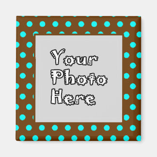 Brown Aqua Polka Dots Foto Rahmen Magnet