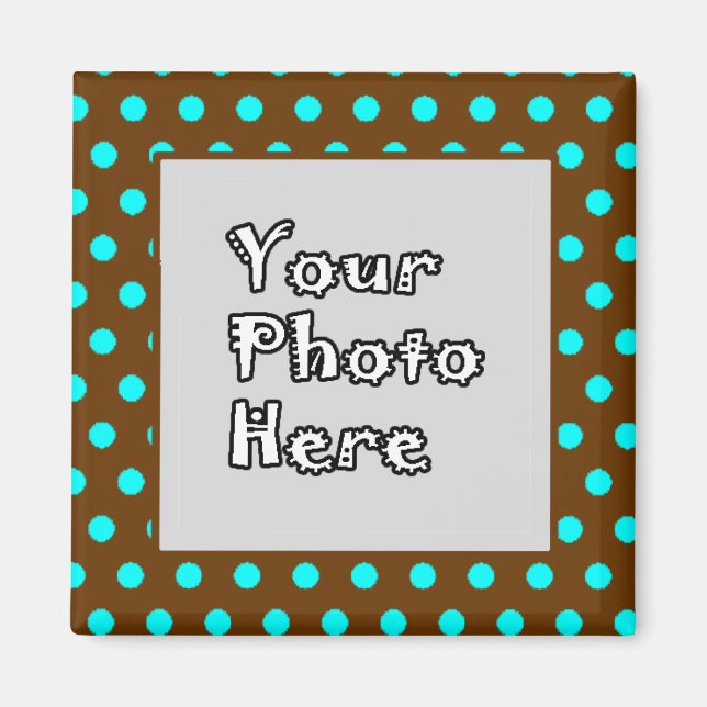 Brown Aqua Polka Dots Foto Rahmen Magnet (Vorne)