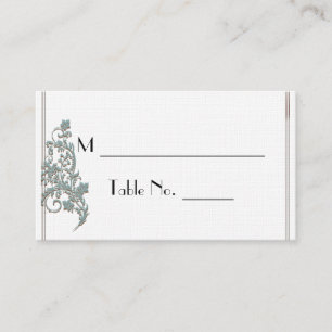 Brown Aquamarin Art Deco Posh Wedding Platzkarten
