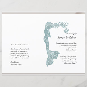 Brown Aquamarin Art Deco Posh Wedding Programm