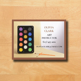 Brown Art Teacher Tutor Erzieherklasse Visitenkarte