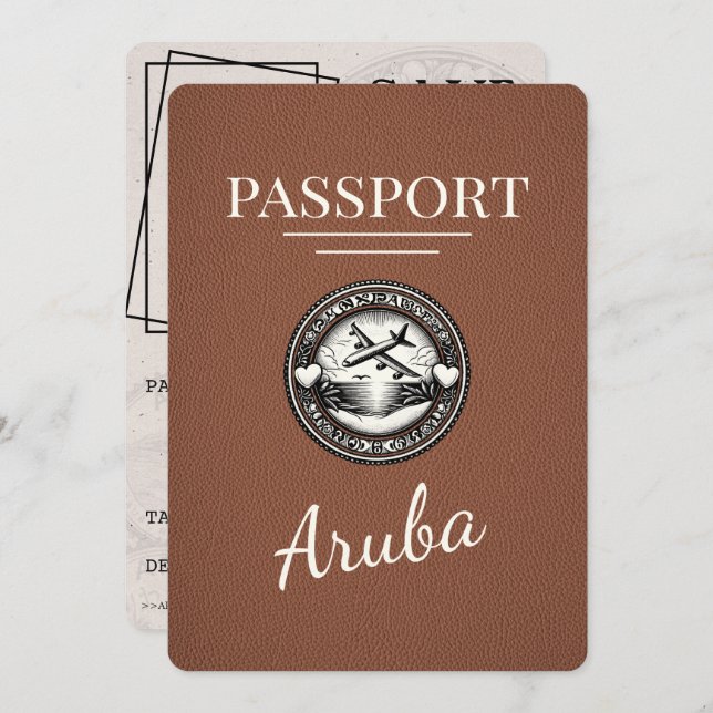 Brown Aruba Pass Save the Date (Vorne/Hinten)