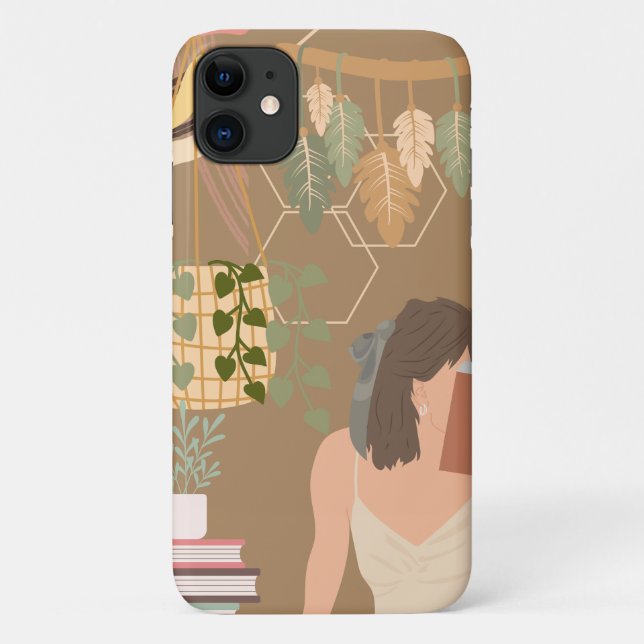 Brown Ästhetische Frau Lesen Buch Case-Mate iPhone Hülle (Rückseite)