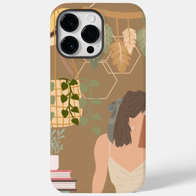 Brown Ästhetische Frau Lesen Buch Case-Mate iPhone Hülle (Rückseite)