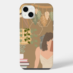 Brown Ästhetische Frau Lesen Buch iPhone 14 Plus Hülle