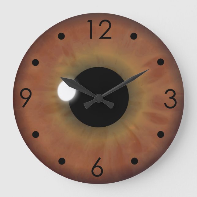Brown-Augen-Iris-Augapfel-kundenspezifische große Wanduhr (Vorderseite)