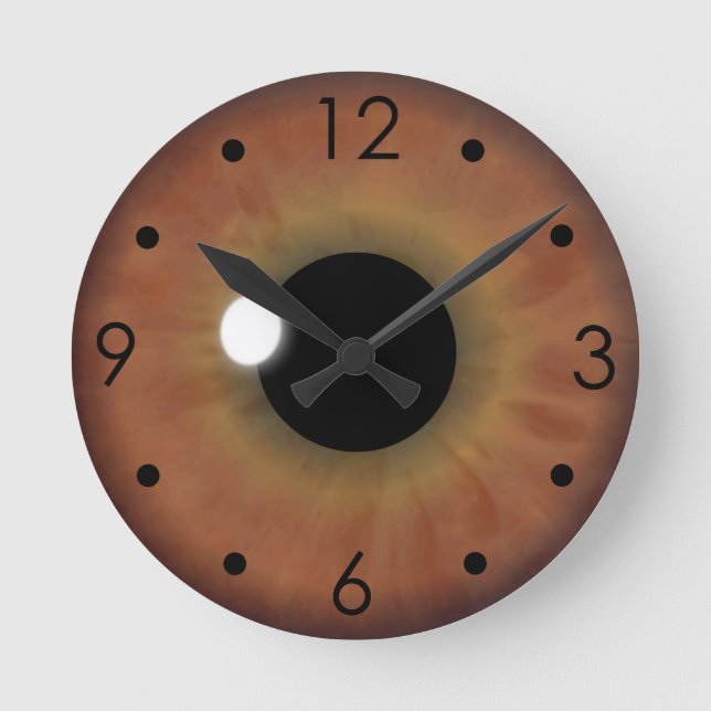 Brown-Augen-Iris-Augapfel-kundenspezifische Runde Wanduhr (Vorderseite)