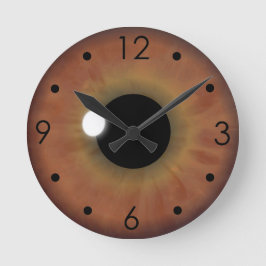 Brown-Augen-Iris-Augapfel-kundenspezifische Runde Wanduhr
