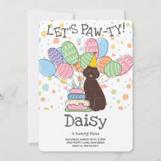 Brown Aussiedoodle Dog Birthday Party Einladung