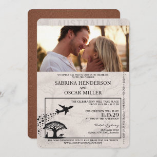 Brown Australia Passport Wedding Einladung